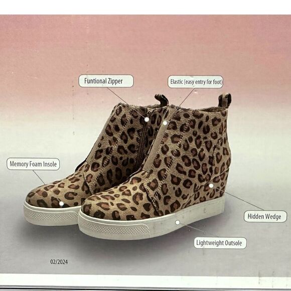 Serra Womens Leopard Wedge Heel High-Top Sneakers Size 8 - Picture 10 of 11